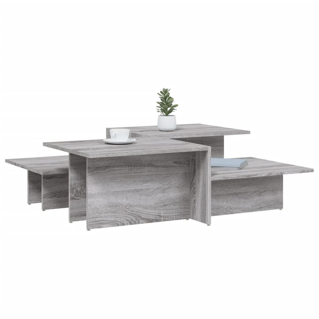 Modern Wooden 2pcs Living Room Coffee Table Set Lounge Side Tables Wood