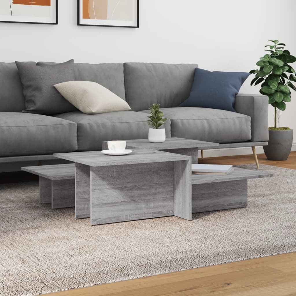 Modern Wooden 2pcs Living Room Coffee Table Set Lounge Side Tables Wood