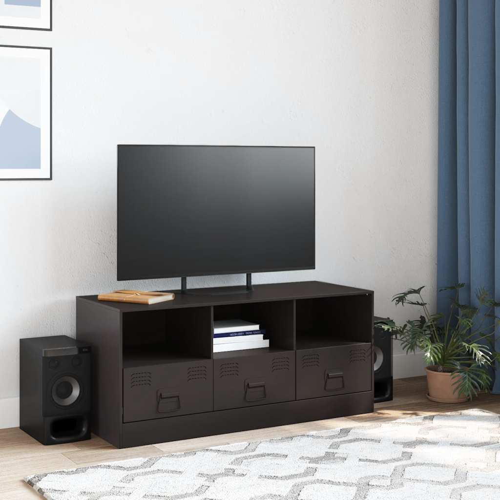 Industrial Steel 39 Inch TV Tele Stand Unit Cabinet With 3 Shelves & 3 Drawers