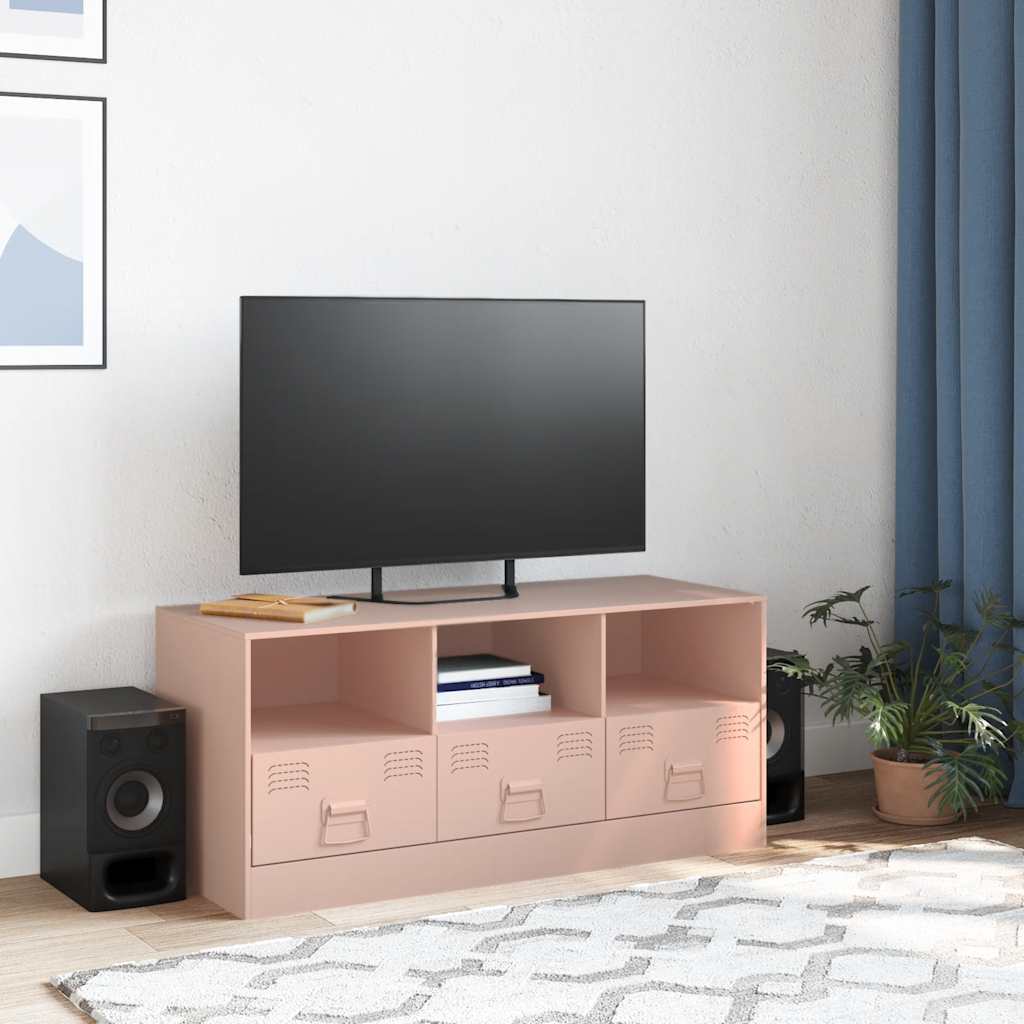 Industrial Steel 39 Inch TV Tele Stand Unit Cabinet With 3 Shelves & 3 Drawers