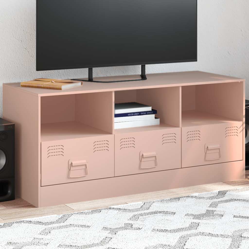Industrial Steel 39 Inch TV Tele Stand Unit Cabinet With 3 Shelves & 3 Drawers