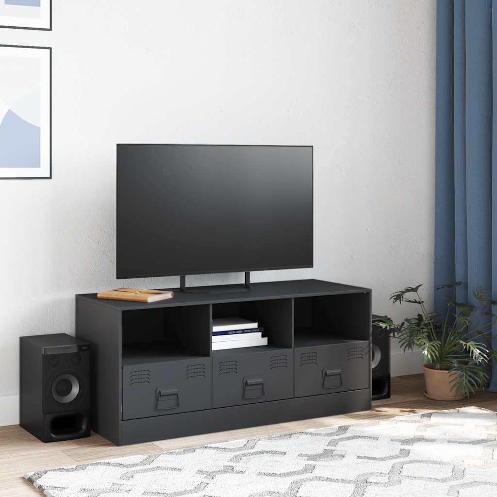 Industrial Steel 39 Inch TV Tele Stand Unit Cabinet With 3 Shelves & 3 Drawers