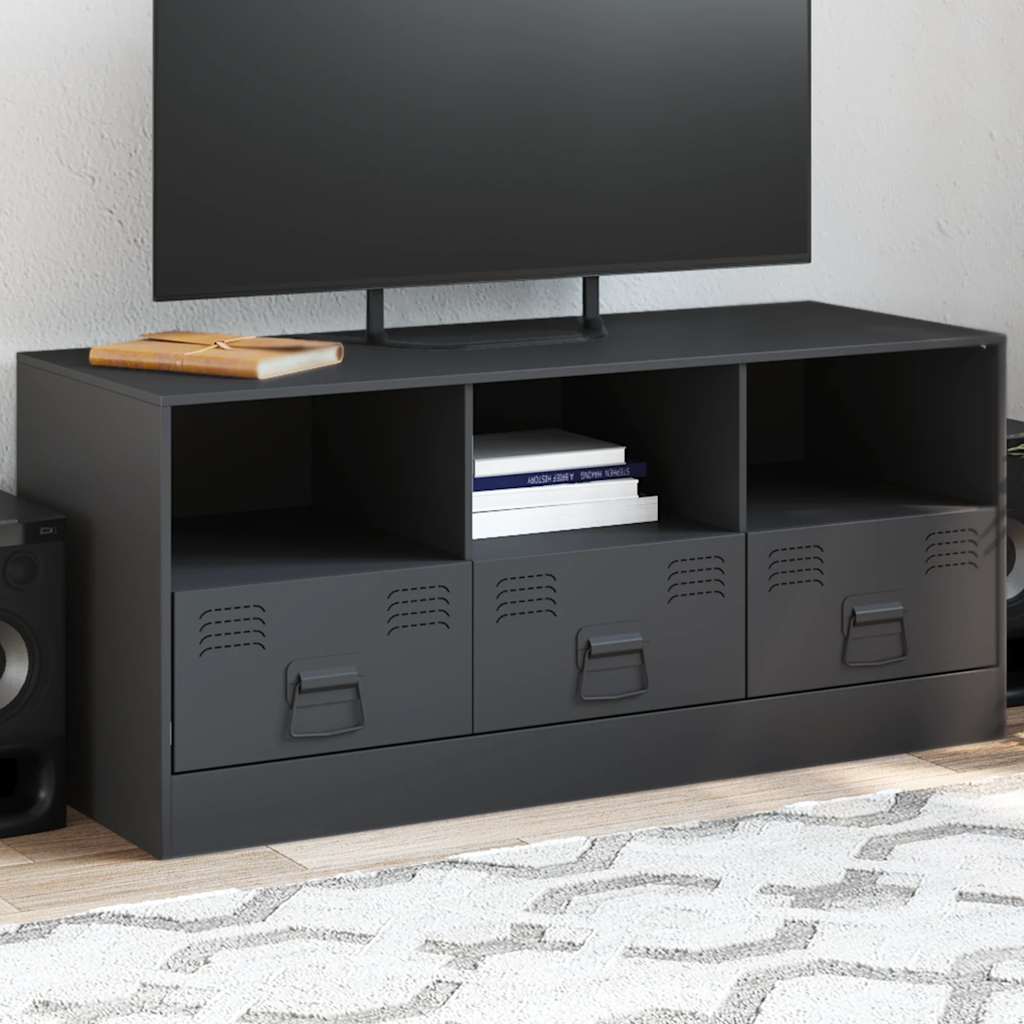 Industrial Steel 39 Inch TV Tele Stand Unit Cabinet With 3 Shelves & 3 Drawers