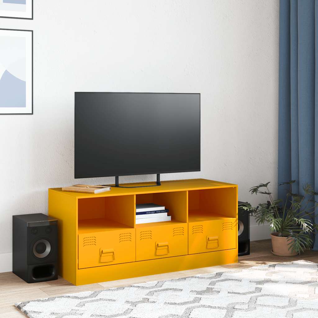 Industrial Steel 39 Inch TV Tele Stand Unit Cabinet With 3 Shelves & 3 Drawers