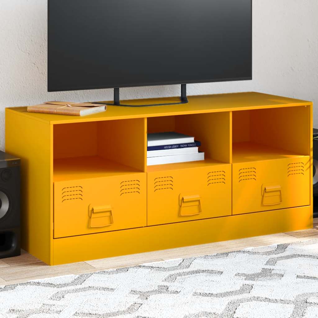 Industrial Steel 39 Inch TV Tele Stand Unit Cabinet With 3 Shelves & 3 Drawers