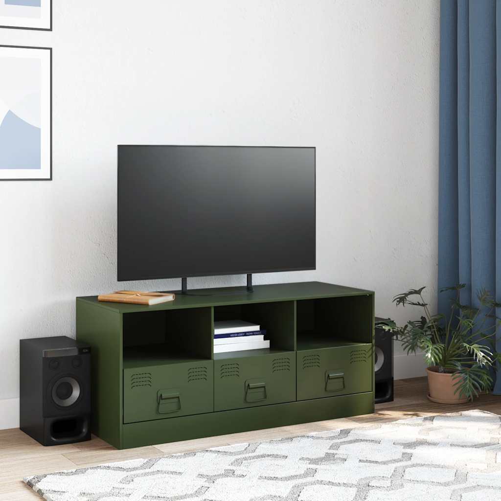 Industrial Steel 39 Inch TV Tele Stand Unit Cabinet With 3 Shelves & 3 Drawers