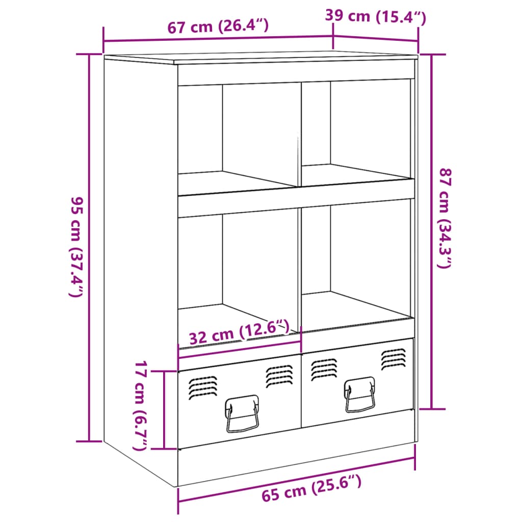 Highboard White 67x39x95 cm Steel