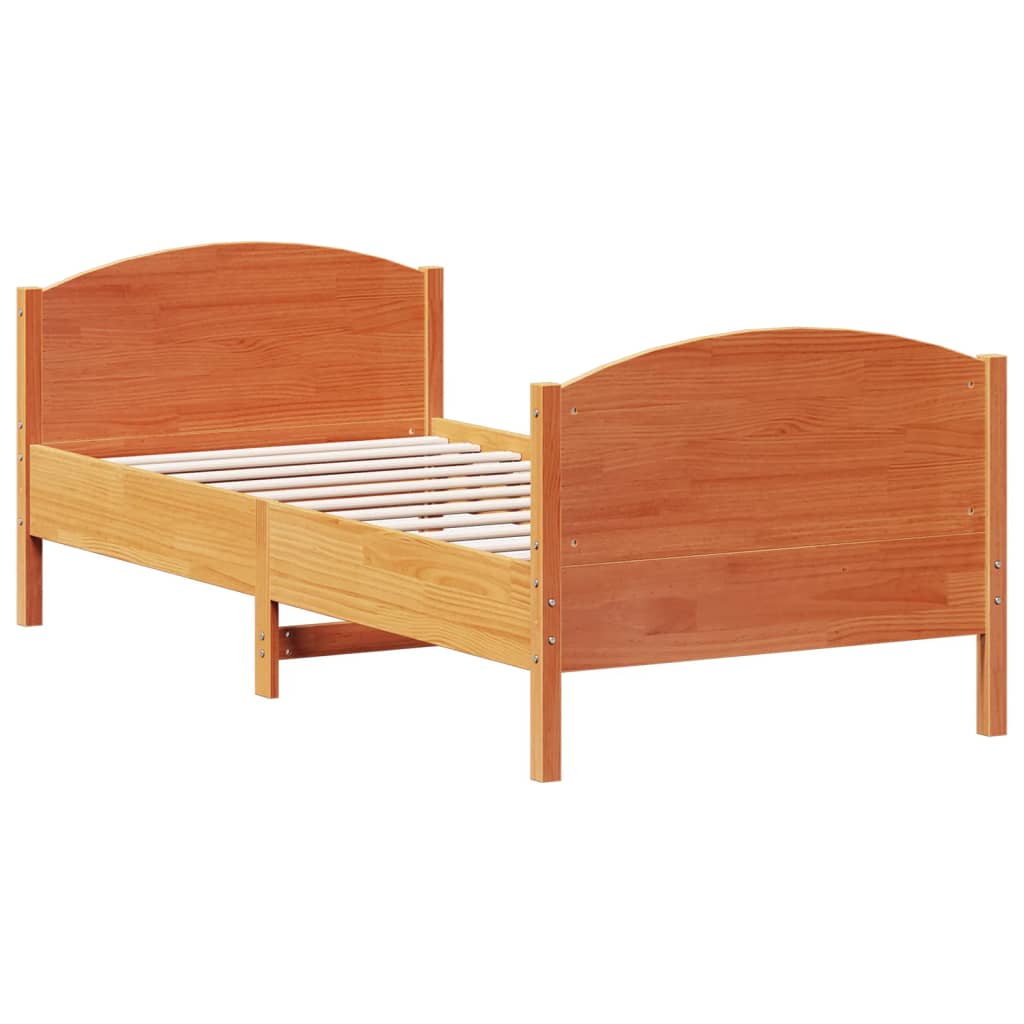 Bed Frame without Mattress Wax Brown 100x200 cm Solid Wood Pine