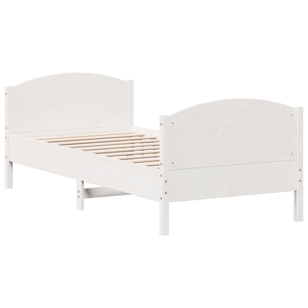 Bed Frame without Mattress White 90x200 cm Solid Wood Pine
