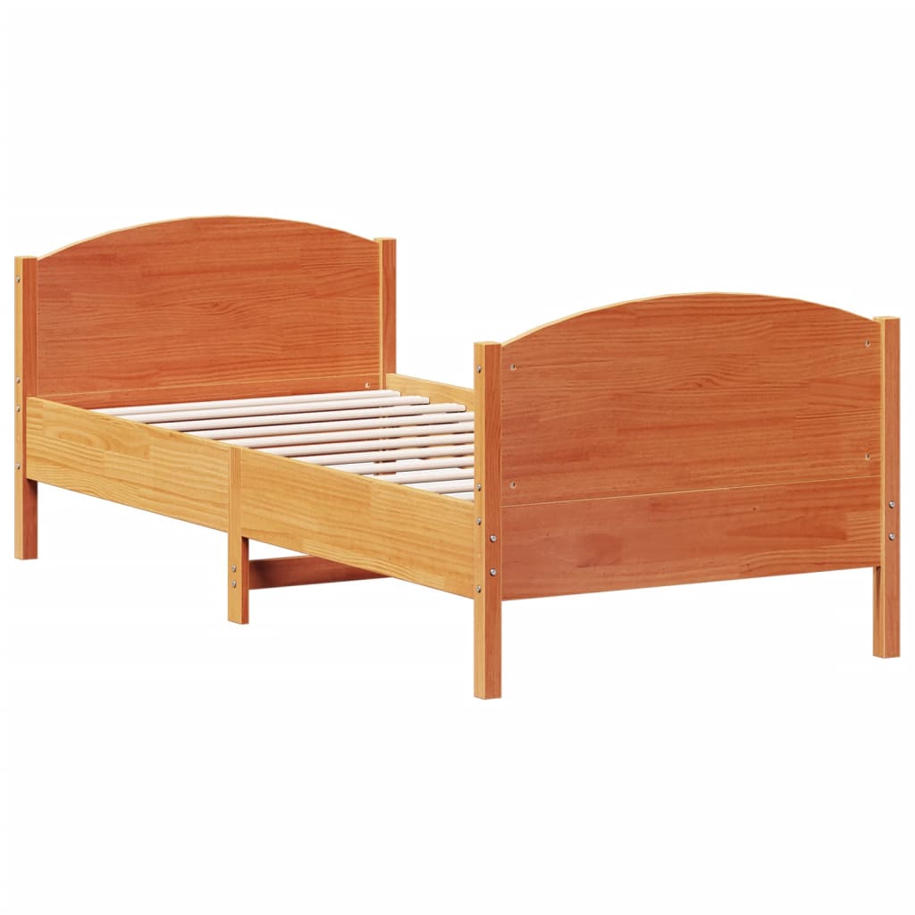 Bed Frame without Mattress Wax Brown 90x200 cm Solid Wood Pine