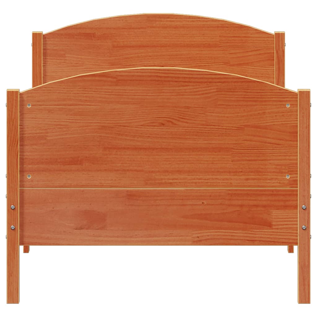 Bed Frame without Mattress Wax Brown 75x190 cm Small Single Solid Wood Pine