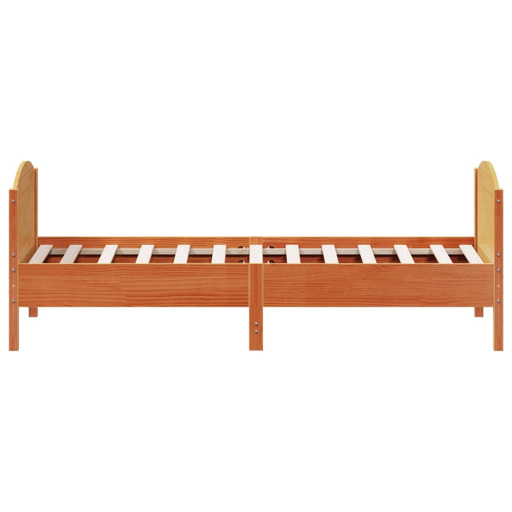 Bed Frame without Mattress Wax Brown 75x190 cm Small Single Solid Wood Pine