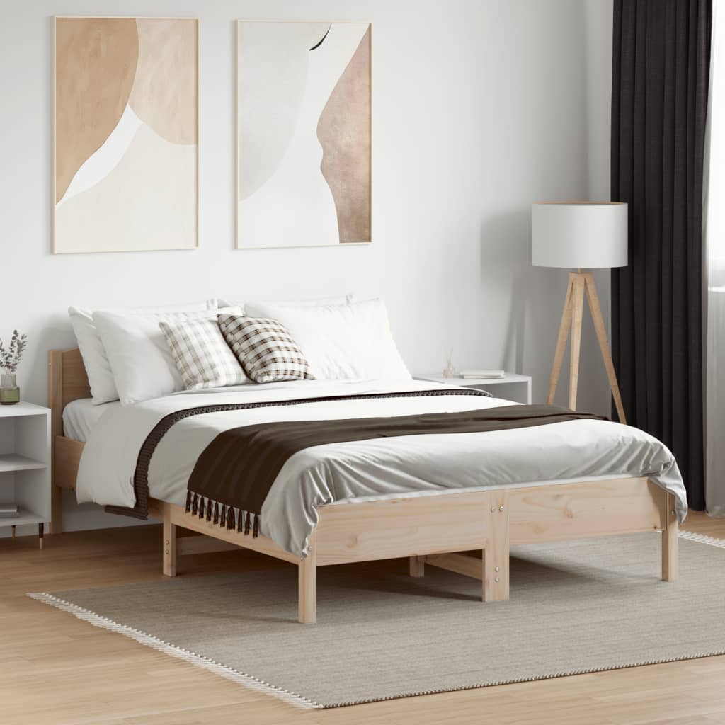 Bed Frame without Mattress 140x190 cm Solid Wood Pine