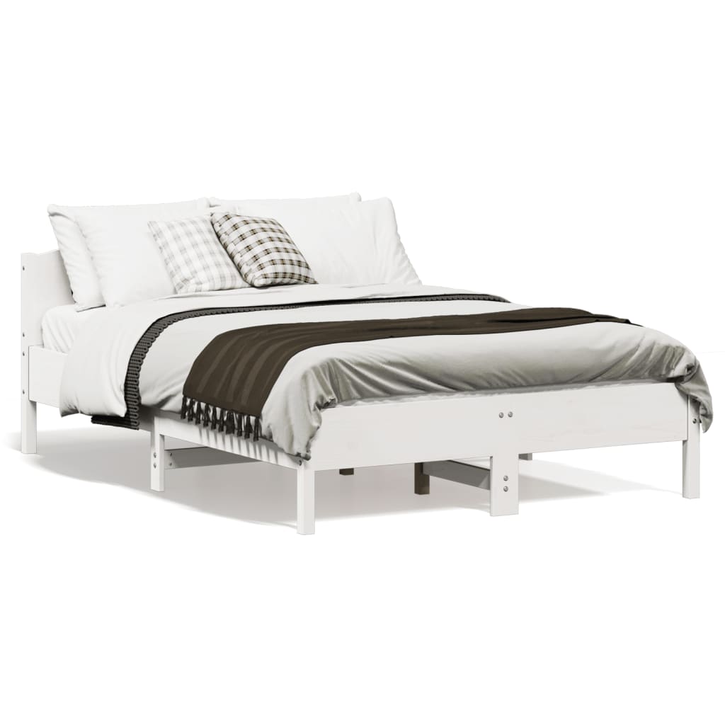 Bed Frame without Mattress White 140x190 cm Solid Wood Pine
