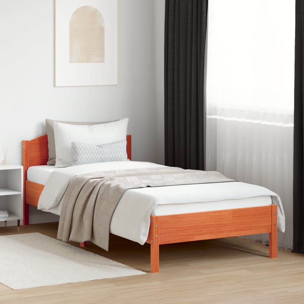 Bed Frame without Mattress Wax Brown 100x200 cm Solid Wood Pine