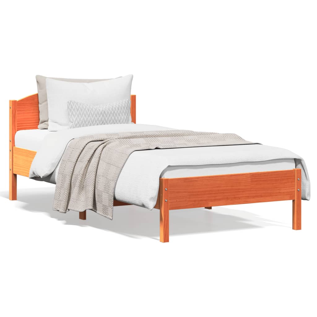 Bed Frame without Mattress Wax Brown 100x200 cm Solid Wood Pine