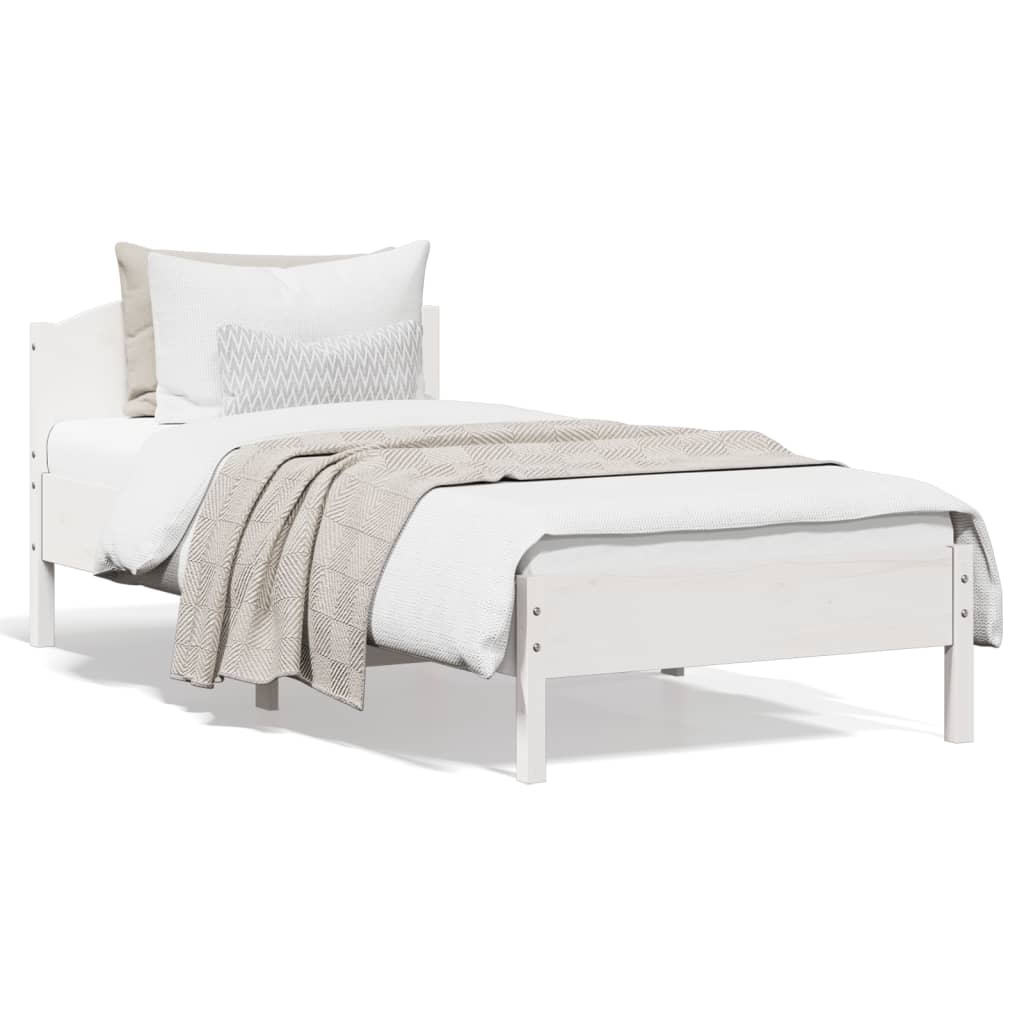 Bed Frame without Mattress White 90x200 cm Solid Wood Pine