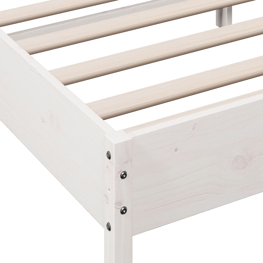 Bed Frame without Mattress White 150x200 cm King Size Solid Wood Pine