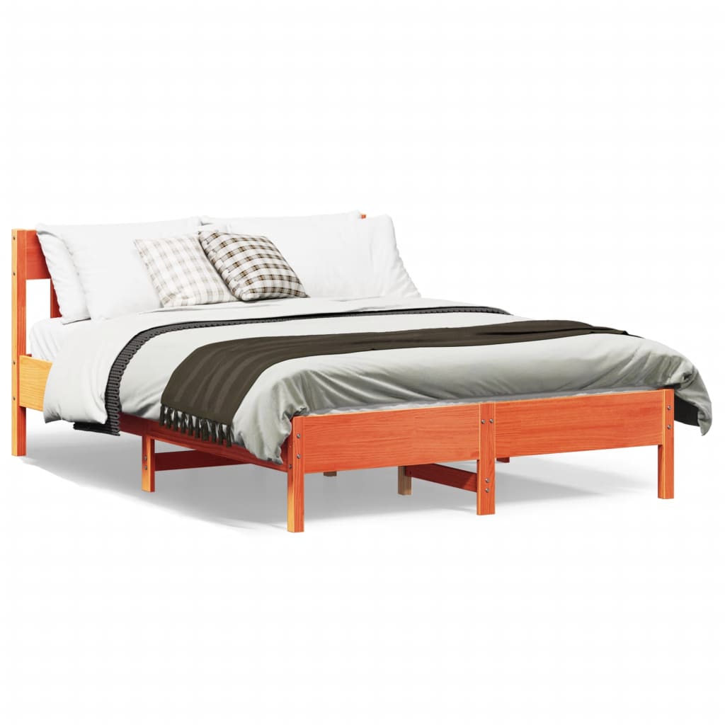 Bed Frame without Mattress Wax Brown 120x200 cm Solid Wood Pine