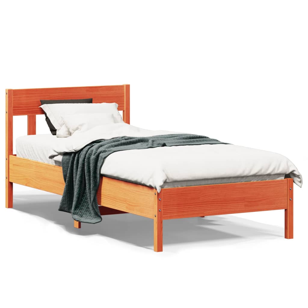 Bed Frame without Mattress Wax Brown 90x190 cm Single Solid Wood Pine