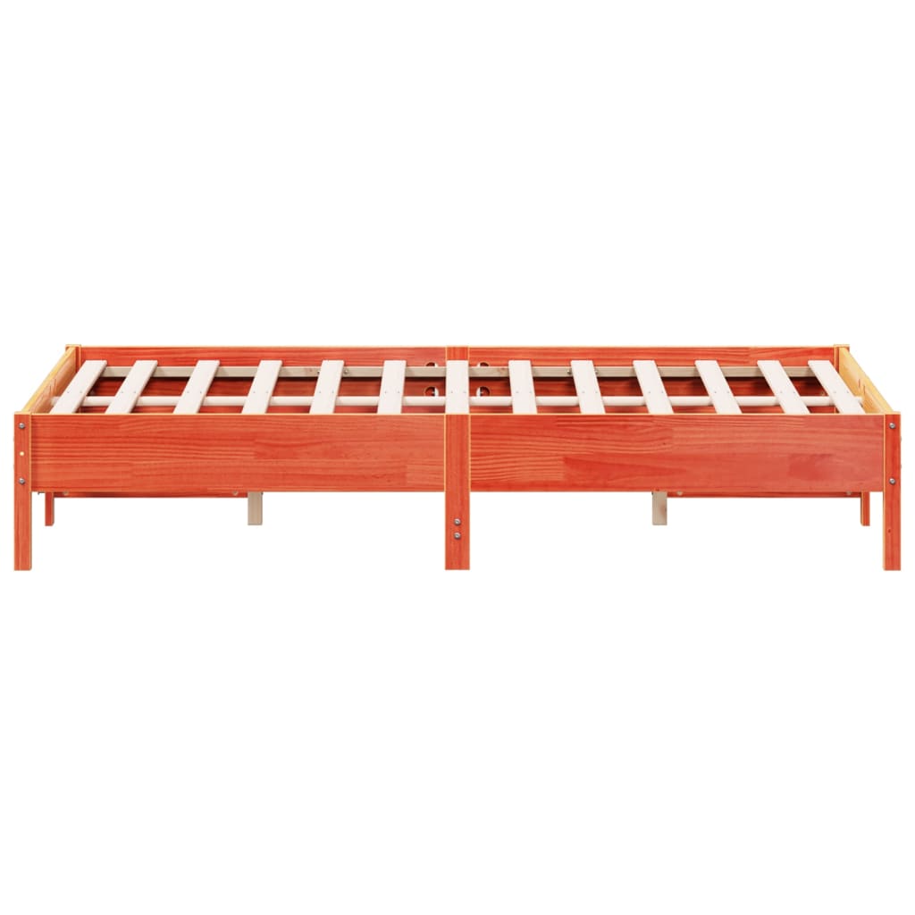 Bed Frame without Mattress Wax Brown 150x200 cm King Size Solid Wood Pine