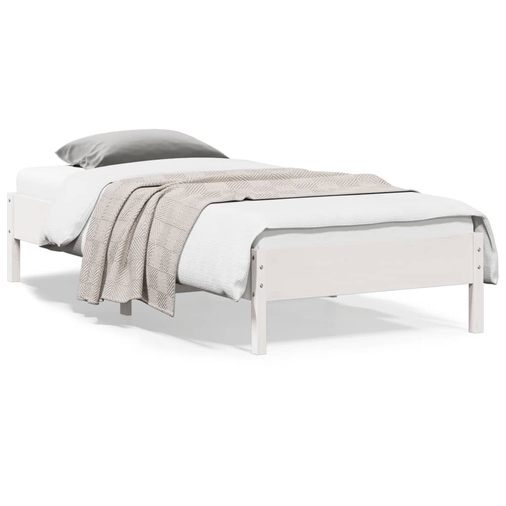 Bed Frame without Mattress White 90x200 cm Solid Wood Pine