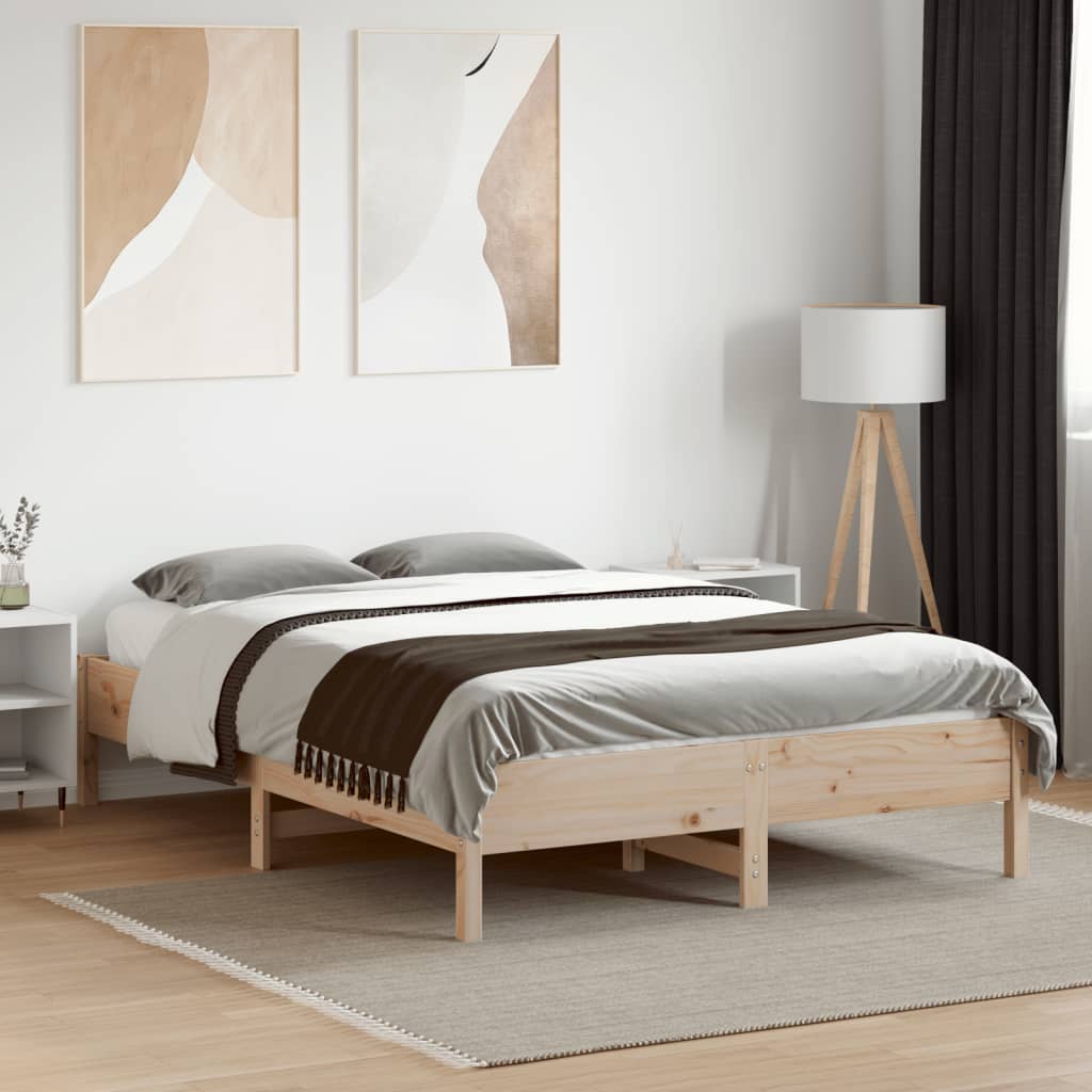 Bed Frame without Mattress 135x190 cm Double Solid Wood Pine