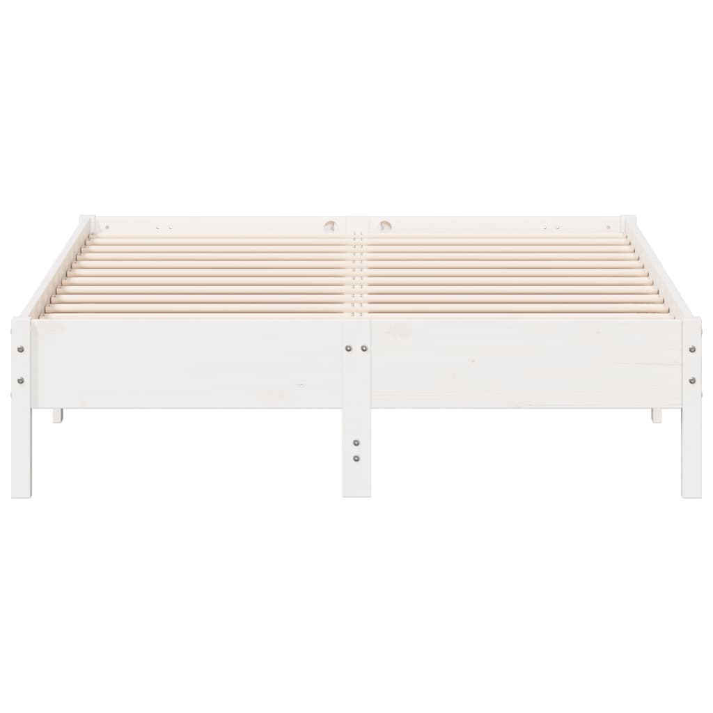 Bed Frame without Mattress White 135x190 cm Double Solid Wood Pine
