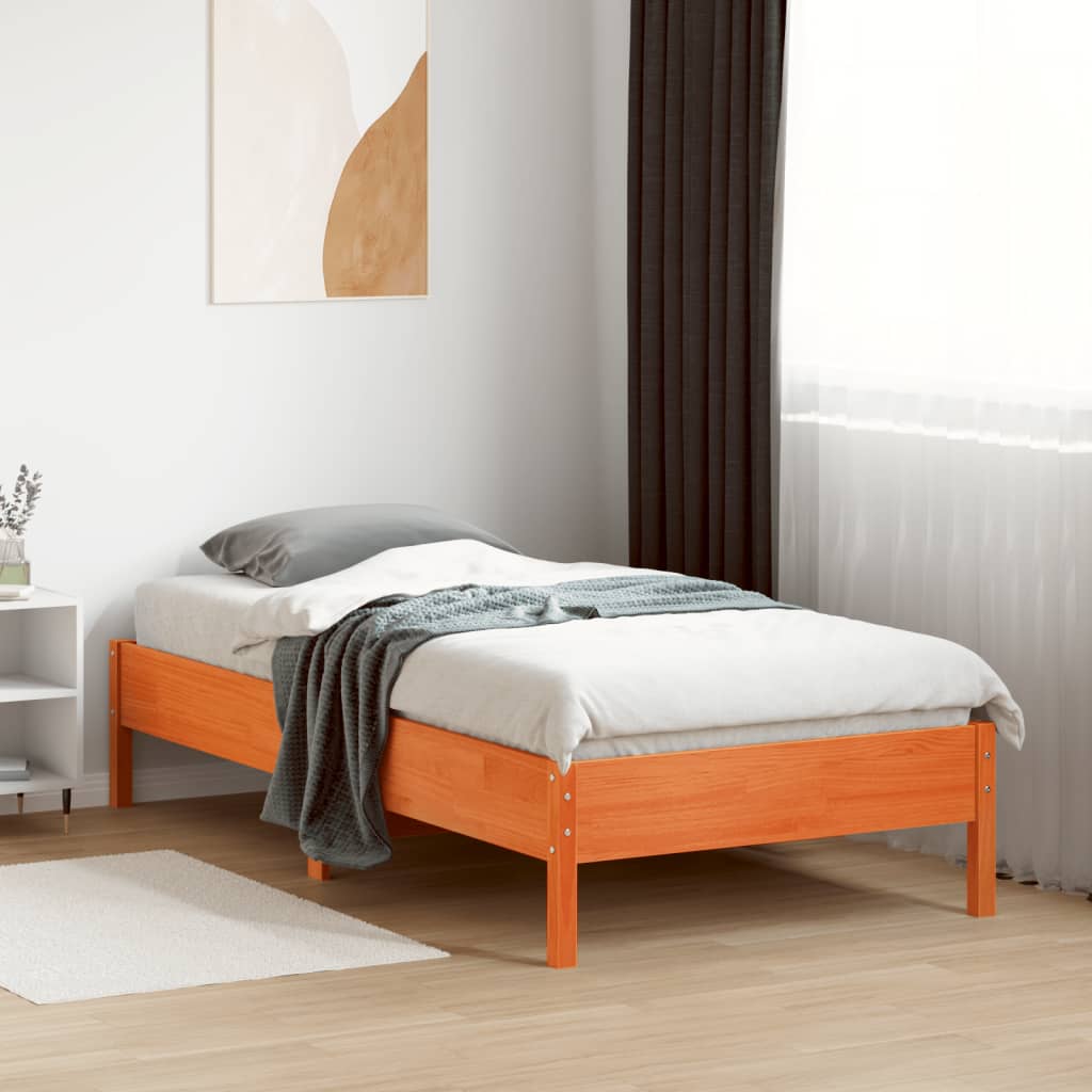 Bed Frame without Mattress Wax Brown 90x190 cm Single Solid Wood Pine