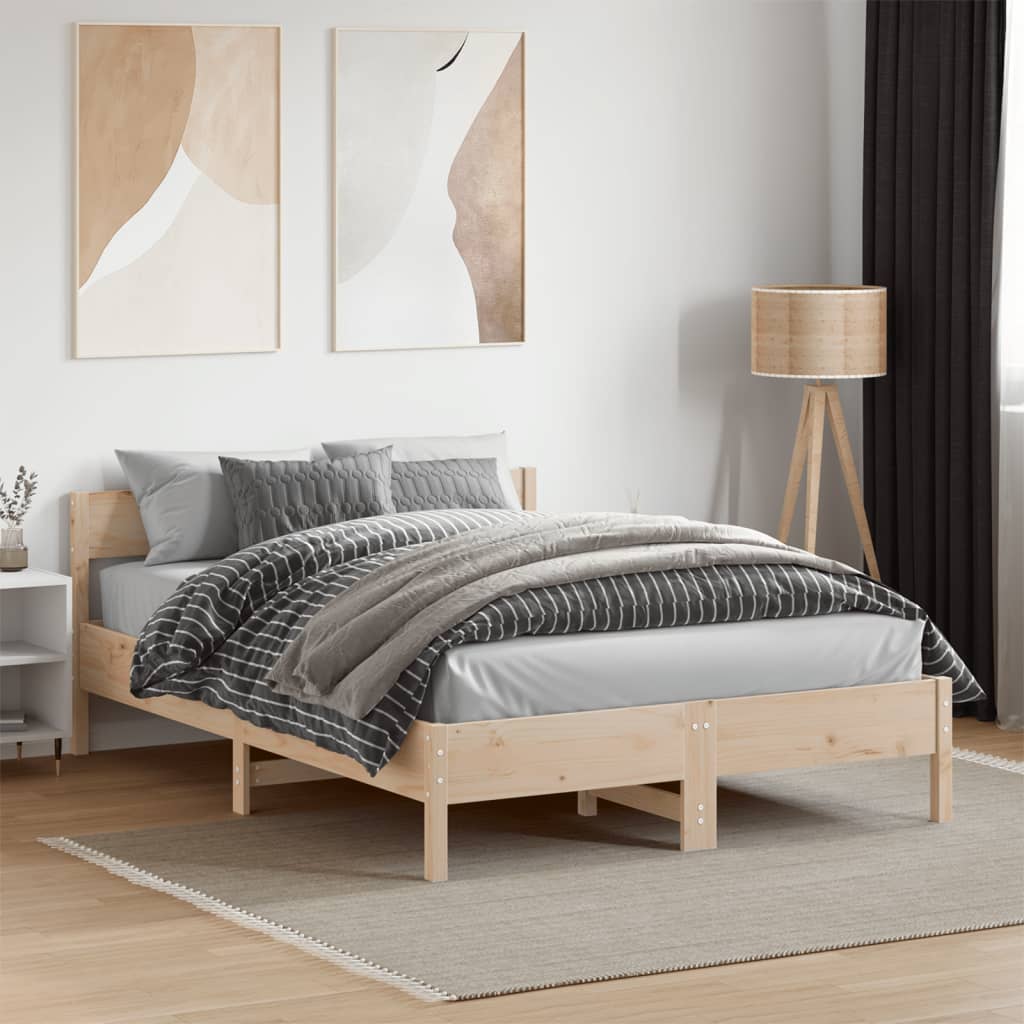 Bed Frame without Mattress 140x190 cm Solid Wood Pine