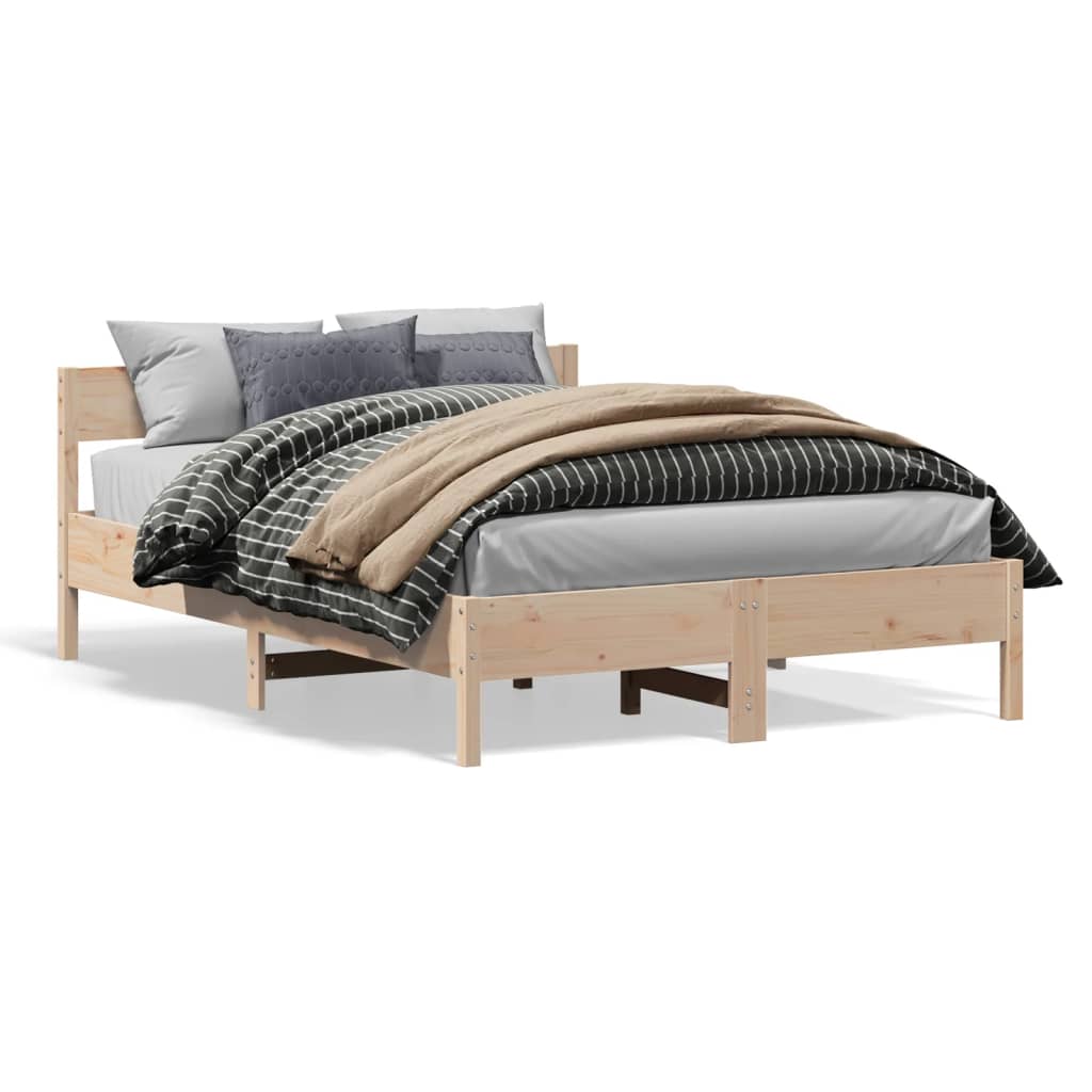 Bed Frame without Mattress 135x190 cm Double Solid Wood Pine