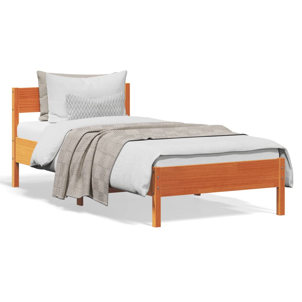 Bed Frame without Mattress Wax Brown 90x190 cm Single Solid Wood Pine