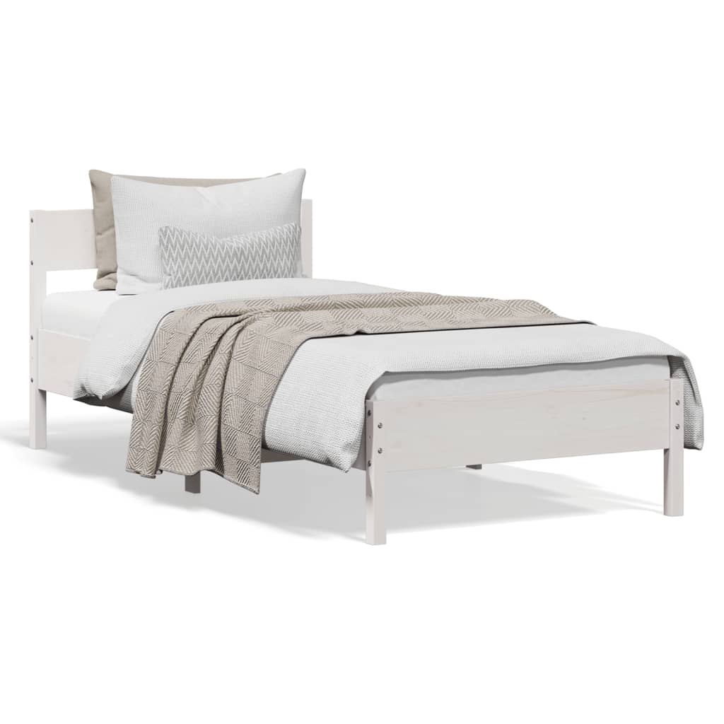 Bed Frame without Mattress White 75x190 cm Small Single Solid Wood Pine