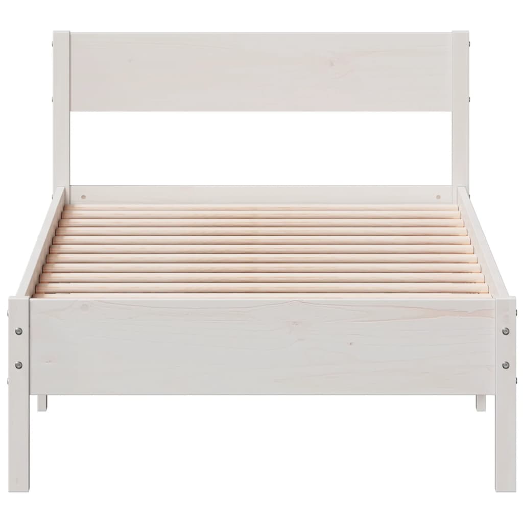 Bed Frame without Mattress White 75x190 cm Small Single Solid Wood Pine