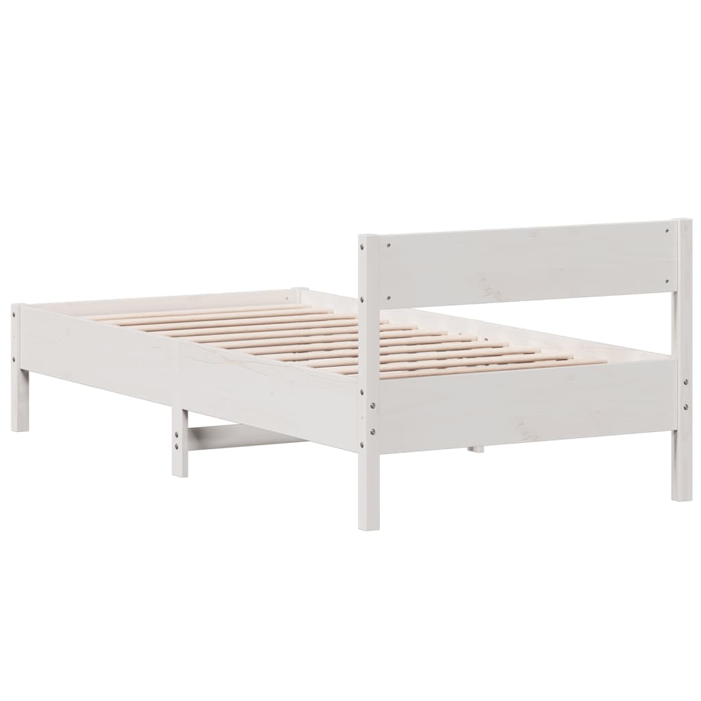 Bed Frame without Mattress White 75x190 cm Small Single Solid Wood Pine