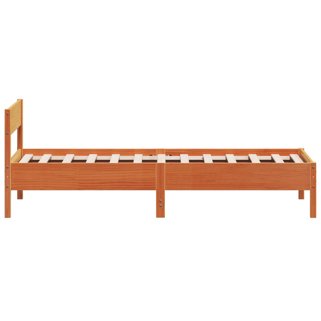 Bed Frame without Mattress Wax Brown 75x190 cm Small Single Solid Wood Pine