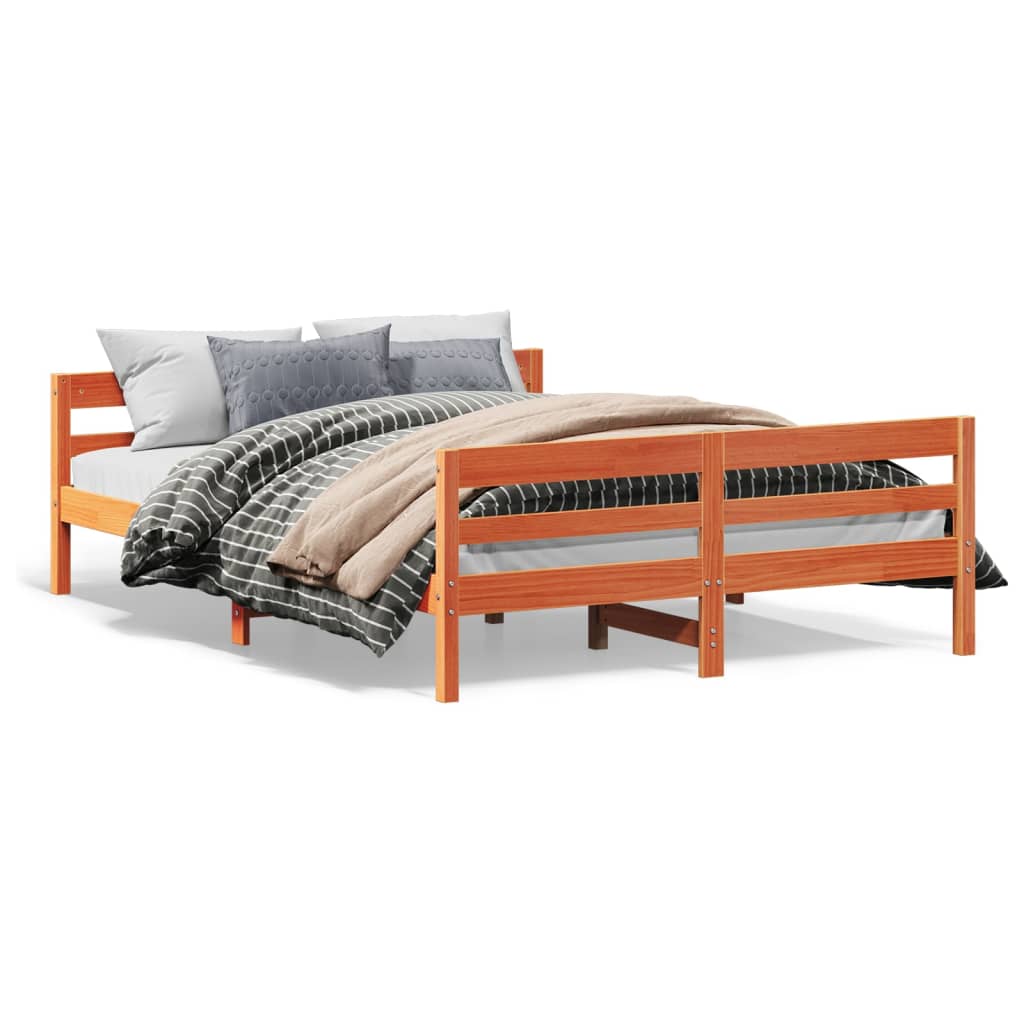 Bed Frame without Mattress Wax Brown 140x200 cm Solid Wood Pine