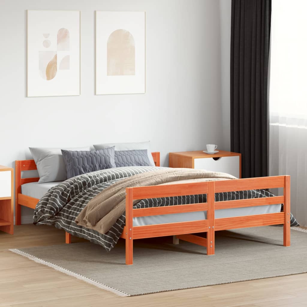 Bed Frame without Mattress Wax Brown 120x200 cm Solid Wood Pine