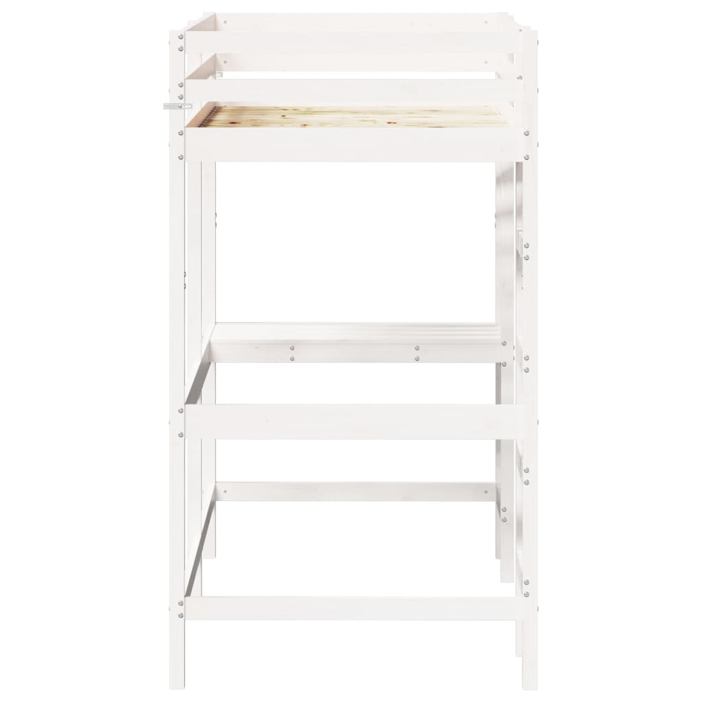 Loft Bed without Mattress White 100x200 cm Solid Wood Pine