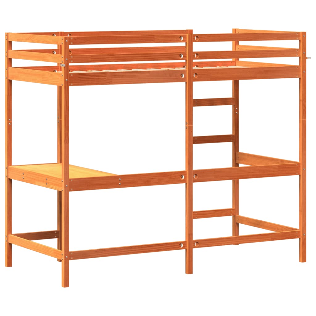 Loft Bed without Mattress Wax Brown 90x200 cm Solid Wood Pine