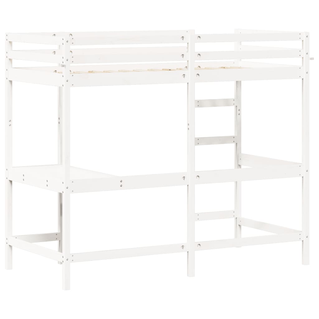Loft Bed without Mattress White 90x190 cm Single Solid Wood Pine