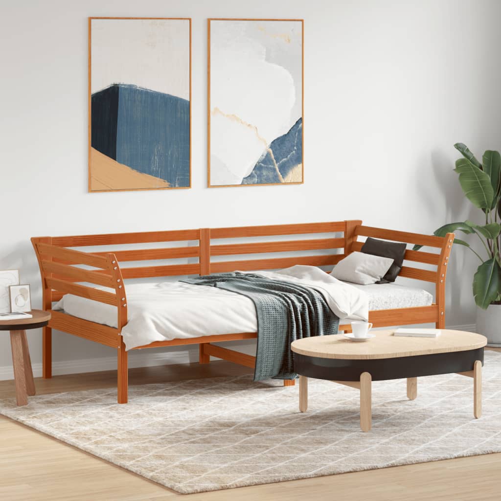 Day Bed without Mattress Wax Brown 90x190 cm Single Solid Wood Pine