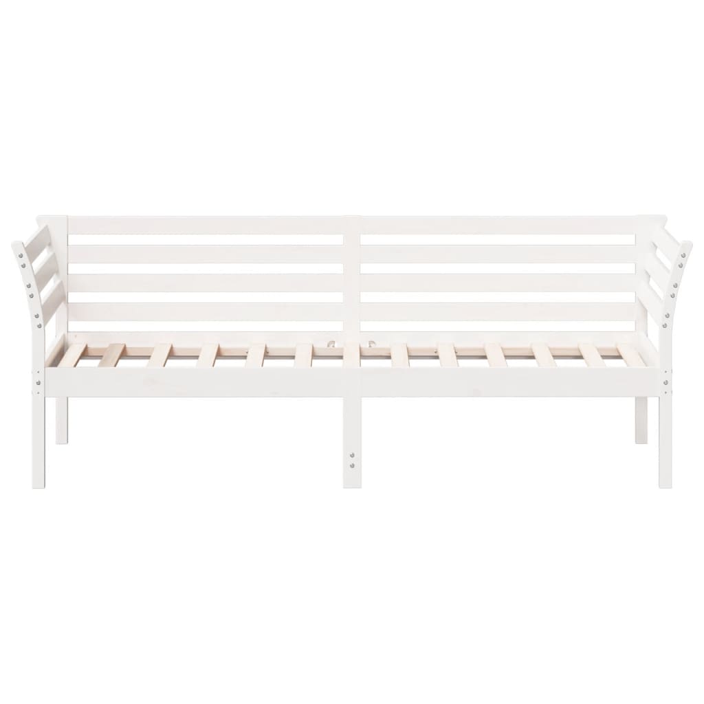Day Bed without Mattress White 75x190 cm Small Single Solid Wood Pine