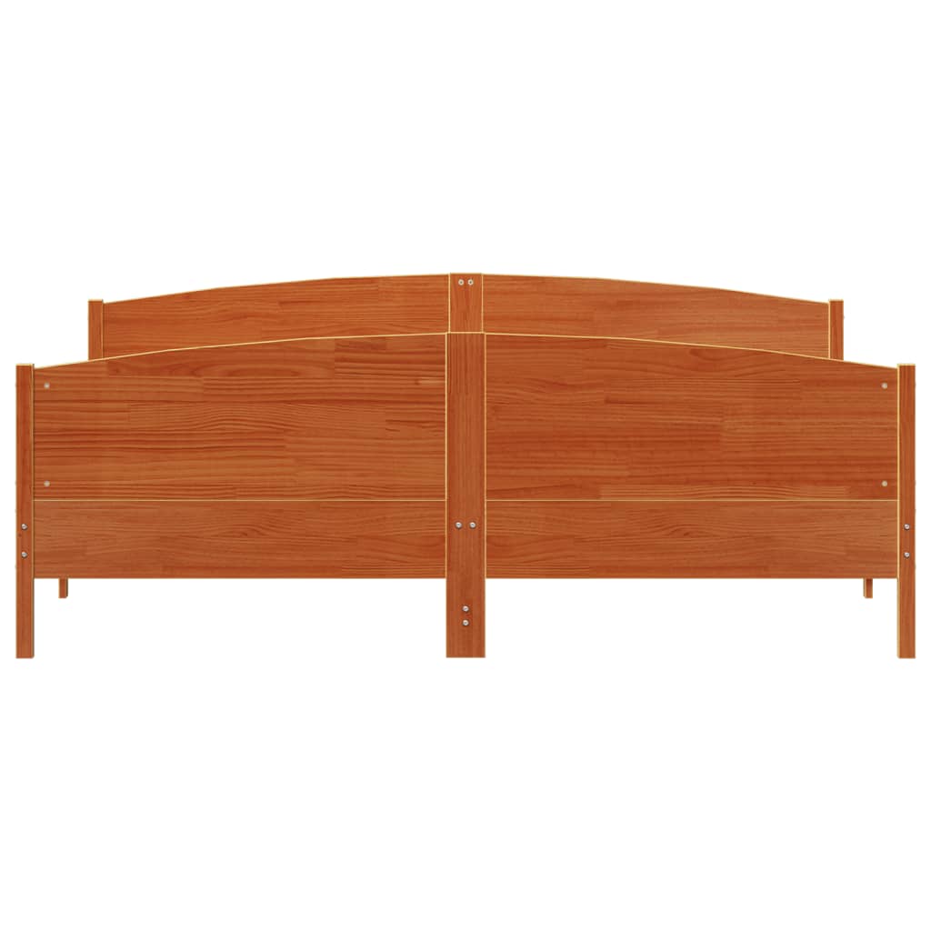 Bed Frame without Mattress Wax Brown 200x200 cm Solid Wood Pine