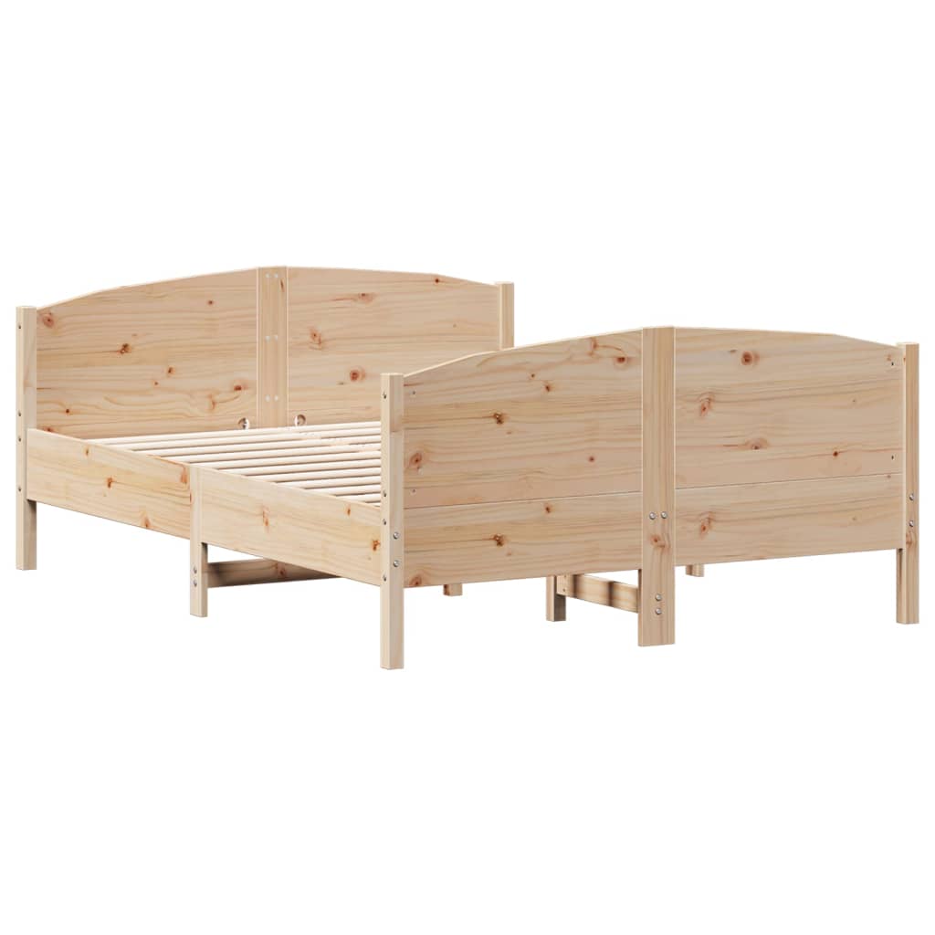 Bed Frame without Mattress 135x190 cm Double Solid Wood Pine