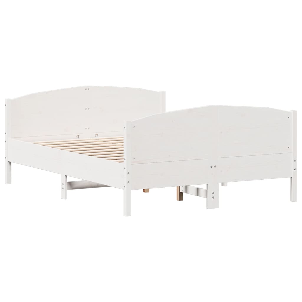 Bed Frame without Mattress White 135x190 cm Double Solid Wood Pine