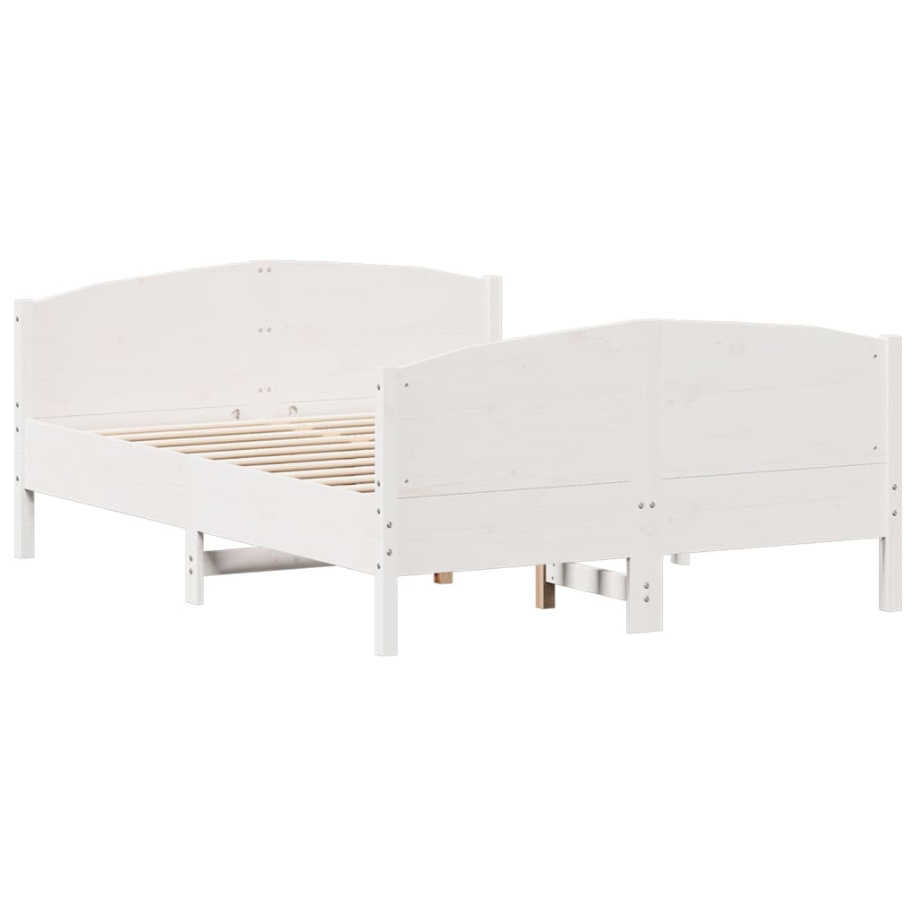 Bed Frame without Mattress White 135x190 cm Double Solid Wood Pine