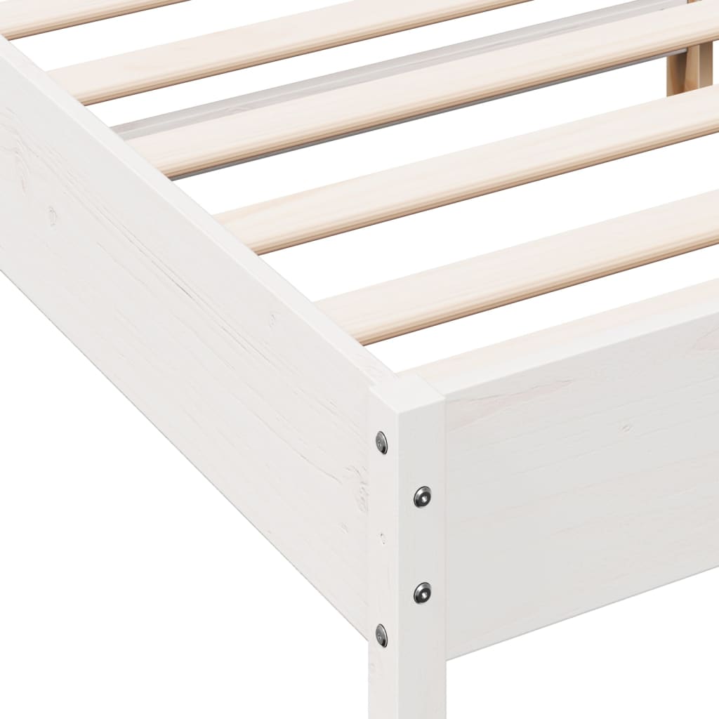 Bed Frame without Mattress White 200x200 cm Solid Wood Pine