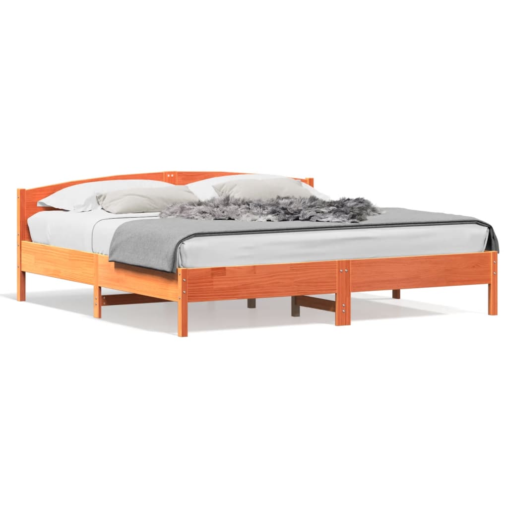 Bed Frame without Mattress Wax Brown 200x200 cm Solid Wood Pine