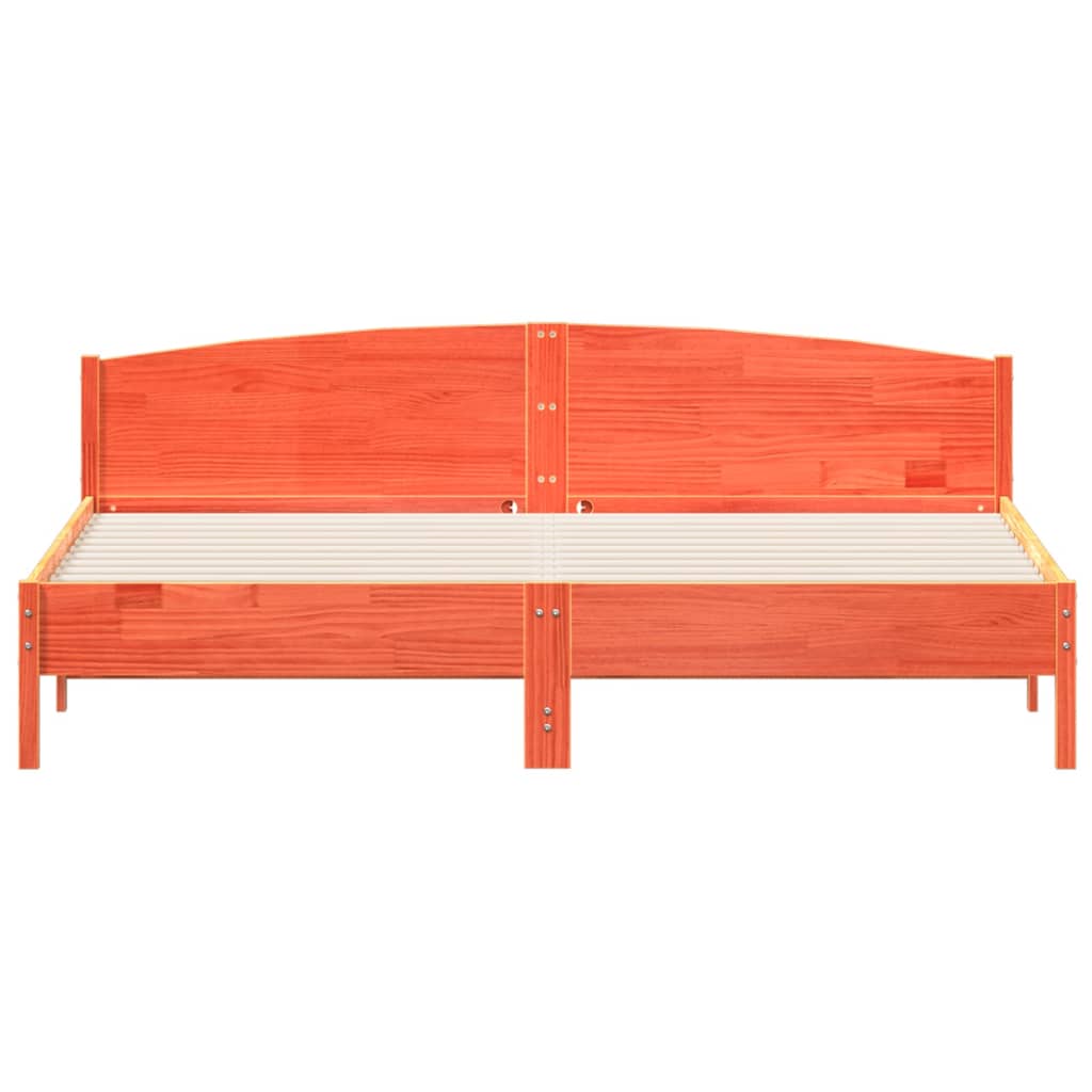 Bed Frame without Mattress Wax Brown 200x200 cm Solid Wood Pine